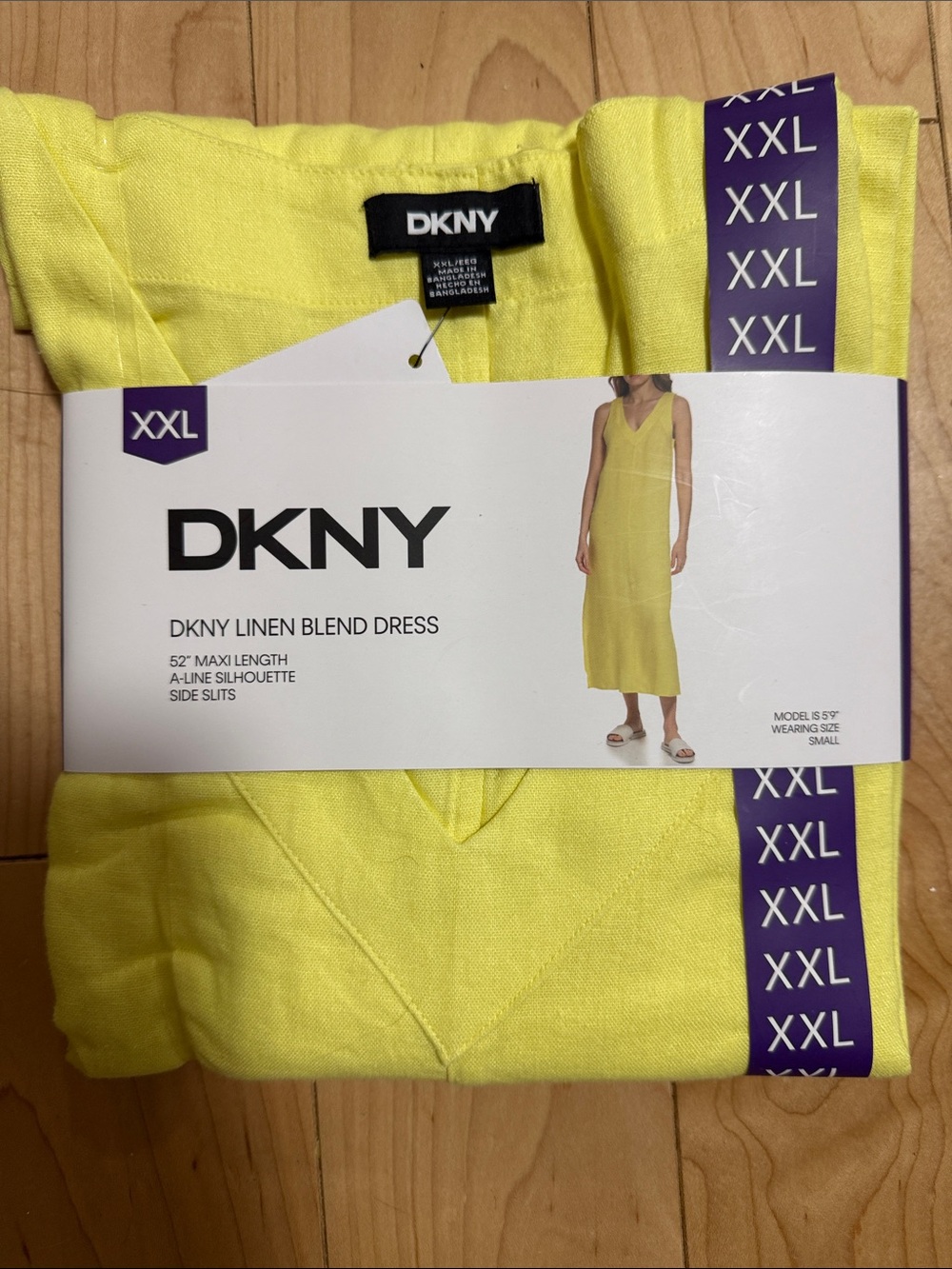 DKNY Bright Yellow Linen-Blend Maxi Dress